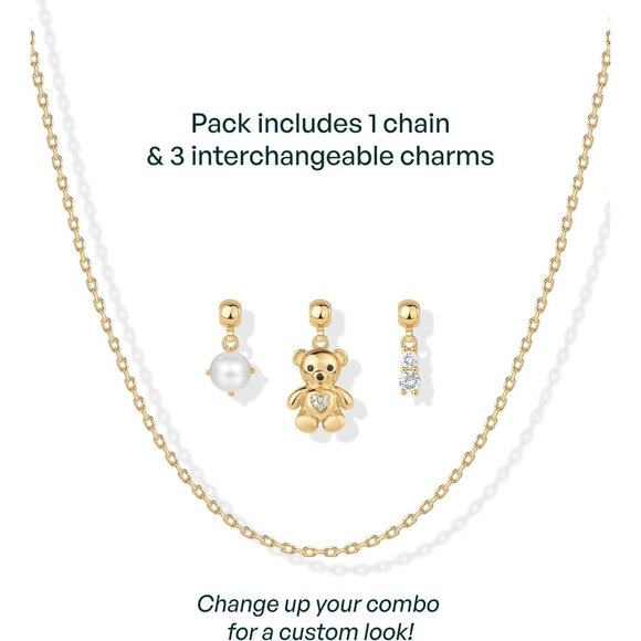 14K Gold Plated Dainty Charm Necklace Set for Women with Adjustable Chain - Picture 3 of 6